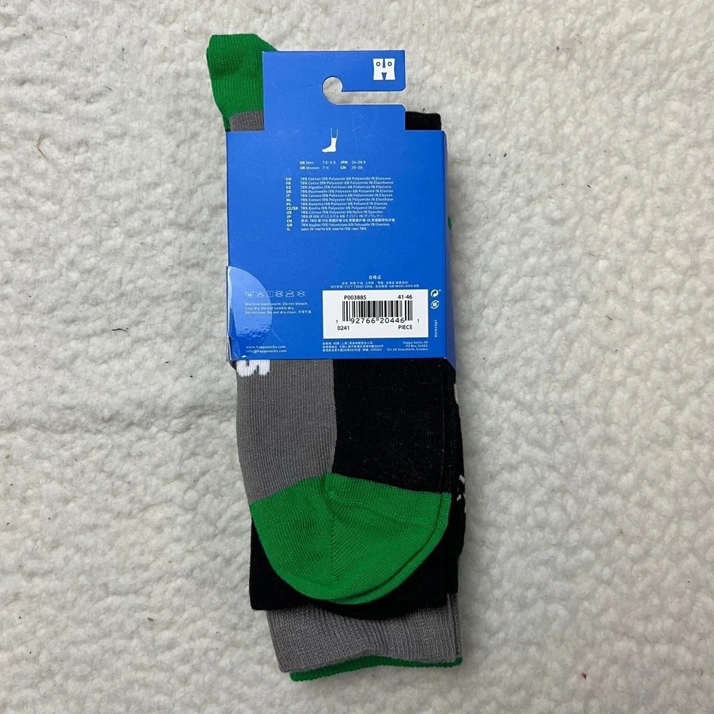 Happy Socks Crew Socks Unisex‎ M 8-12 Green Golf Argyle 3 Pairs Everyday Cotton